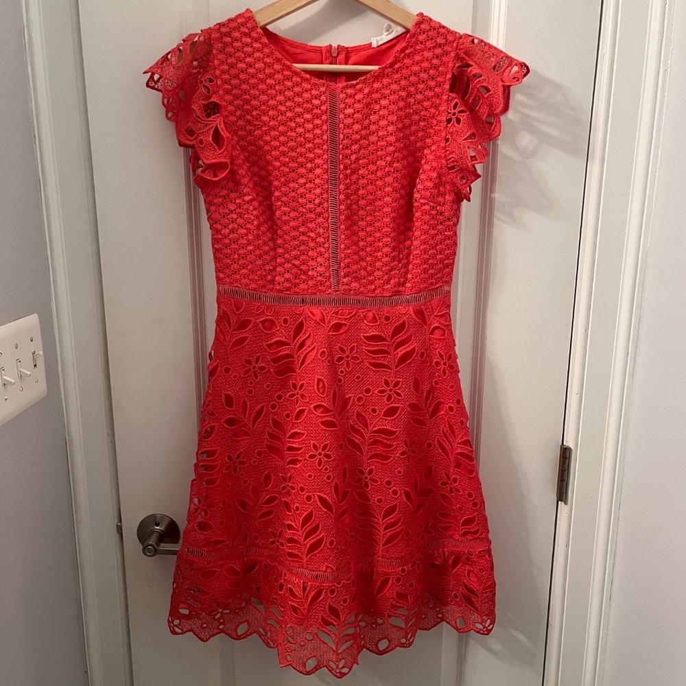 BB Dakota Dark Pink Floral Lace Cap Sleeve Knee-Length Dress Size Small